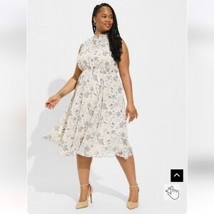 Torrid Midi Clip Dot Mock Neck Dress